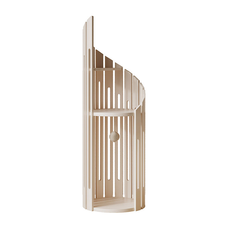 Moderner runder Art-Déco-Katzenbaum aus Gummibaumholz mit Spiraldesign, 3 Ebenen, fürs Wohnzimmer 