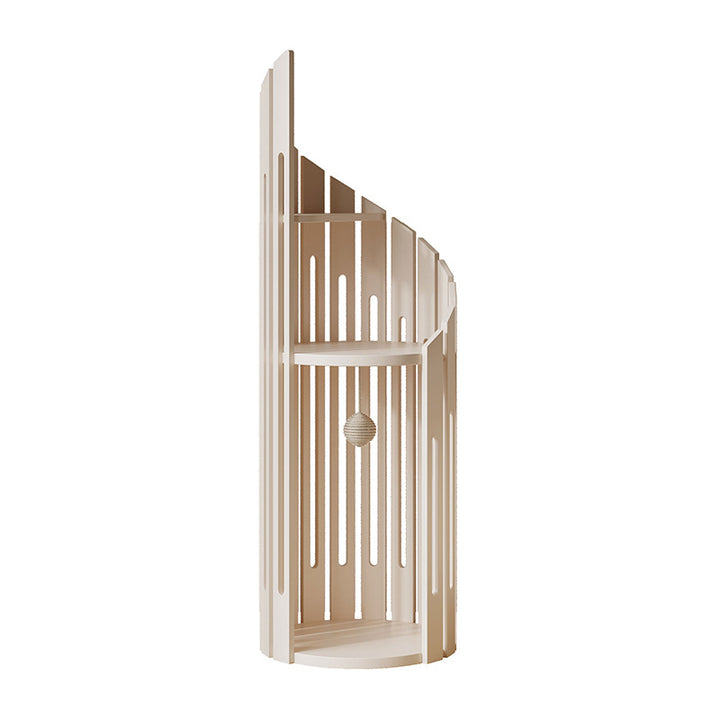 Moderner runder Art-Déco-Katzenbaum aus Gummibaumholz mit Spiraldesign, 3 Ebenen, fürs Wohnzimmer 