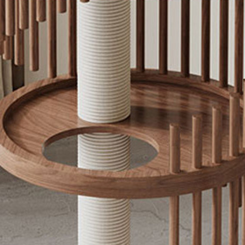 Modern Art Deco Round Rubberwood Pine Ash Stone Slab Spiral Cat Tree 3/4/5-Tier For Living Room