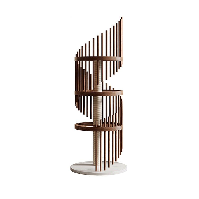 Arbre à chat spiralé en bois d&