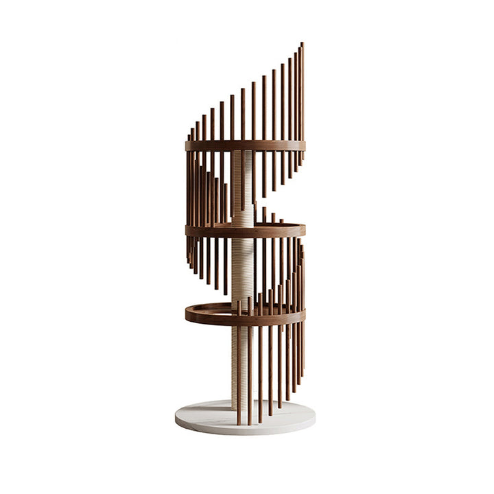 Arbre à chat spiralé en bois d&