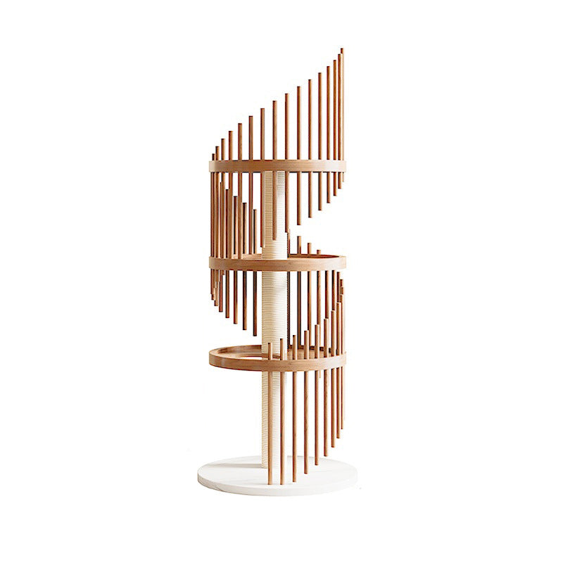 Arbre à chat spiralé en bois d&