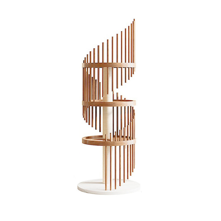 Arbre à chat spiralé en bois d&