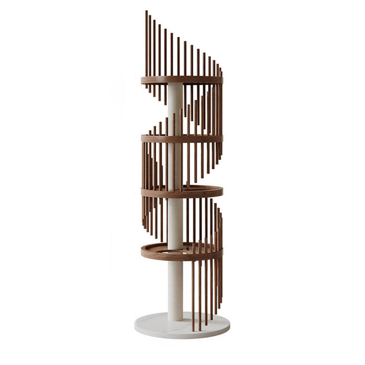 Arbre à chat spiralé en bois d&