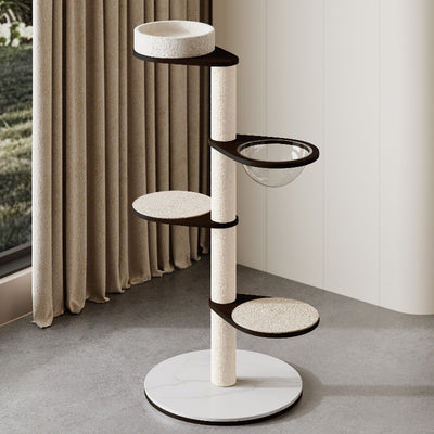 Contemporary Scandinavian Round Multi-Layer Solid Wood Panel Pine Stone Slab Multi-Functional Cat Tree For Living Room