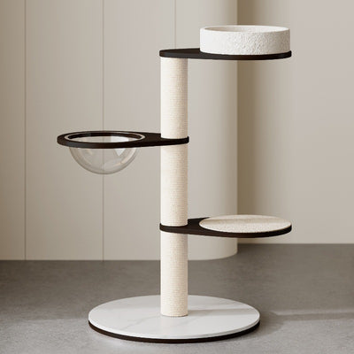 Contemporary Scandinavian Round Multi-Layer Solid Wood Panel Pine Stone Slab Multi-Functional Cat Tree For Living Room