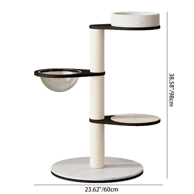 Contemporary Scandinavian Round Multi-Layer Solid Wood Panel Pine Stone Slab Multi-Functional Cat Tree For Living Room