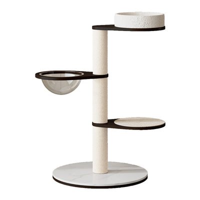 Contemporary Scandinavian Round Multi-Layer Solid Wood Panel Pine Stone Slab Multi-Functional Cat Tree For Living Room