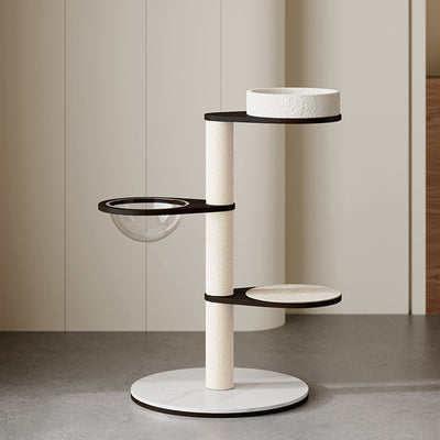 Contemporary Scandinavian Round Multi-Layer Solid Wood Panel Pine Stone Slab Multi-Functional Cat Tree For Living Room