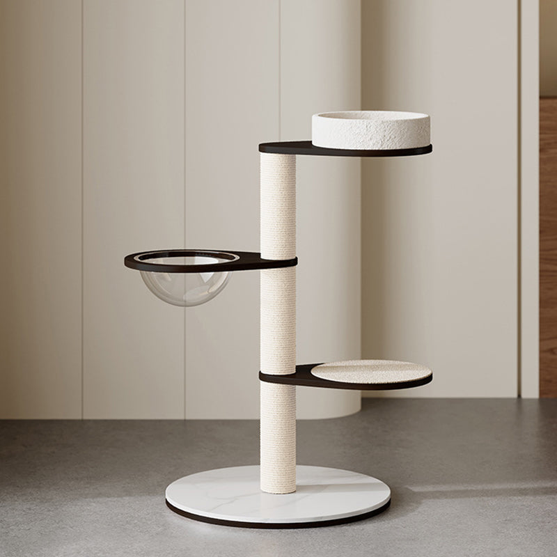 Contemporary Scandinavian Round Multi-Layer Solid Wood Panel Pine Stone Slab Multi-Functional Cat Tree For Living Room