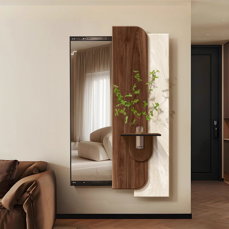 Modern Art Deco Rectangular Natural Elements PS Medium-Density Fiberboard Glass Accent Full-Length Mirror For Entryways