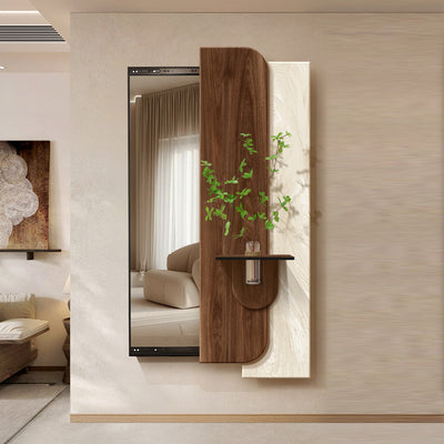 Modern Art Deco Rectangular Natural Elements PS Medium-Density Fiberboard Glass Accent Full-Length Mirror For Entryways