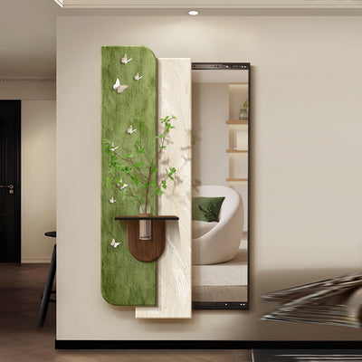 Modern Art Deco Rectangular Natural Elements PS Medium-Density Fiberboard Glass Accent Full-Length Mirror For Entryways