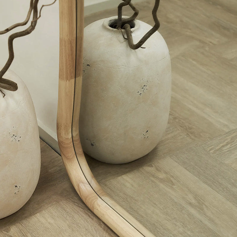 Traditional Vintage Irregular Shape Pine Wood Tempered Glass Full-Length Mirror For Living Room