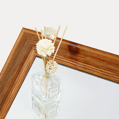 Traditional Rustic Rectangular Distressed Finish Fir Wood Tempered Glass Full-Length Mirror For Bedroom