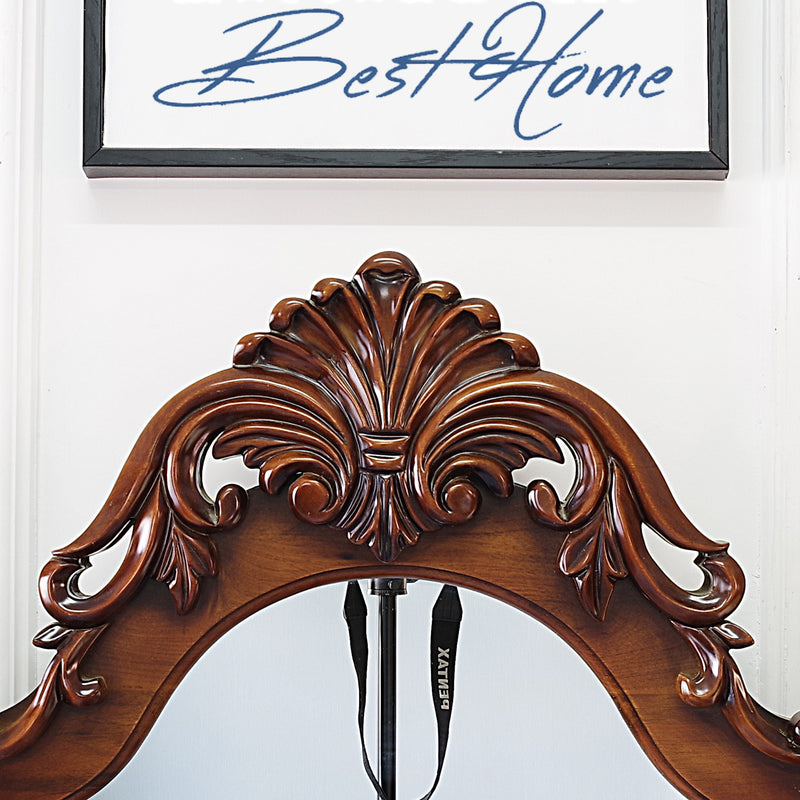 Traditional European Rectangular Magnificent Catalpa Wood Medium-Density Fiberboard Tempered Glass Carved Full-Length Mirror For Bedroom