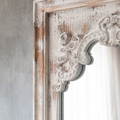 Traditional Vintage Rectangular Wabi-Sabi Fir Wood Glass Accent Full-Length Mirror For Entryways