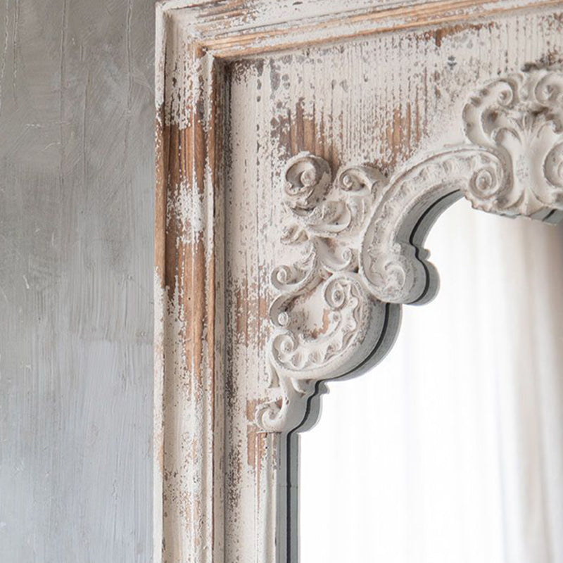 Traditional Vintage Rectangular Wabi-Sabi Fir Wood Glass Accent Full-Length Mirror For Entryways