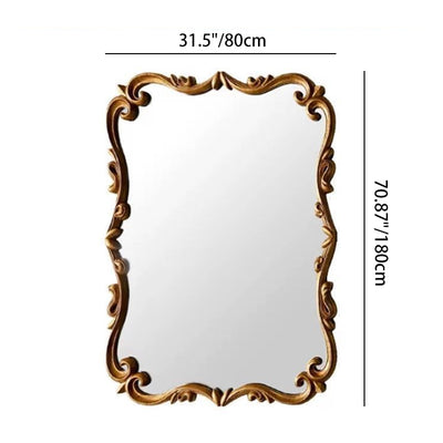 Traditional French Magnificent Rectangular Glass Panel Carved Accent Full-Length Mirror For Bedroom