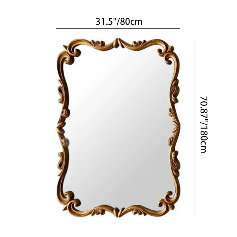 Traditional French Magnificent Rectangular Glass Panel Carved Accent Full-Length Mirror For Bedroom