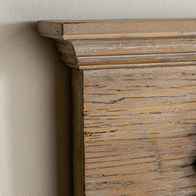 Traditional Vintage Rectangular Distressed Finish Glass Fir Wood Carved Flower Accent Full-Length Mirror For Bedroom