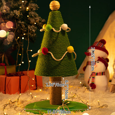 Contemporary Creative Tree-Shaped Medium-Density Fiberboard Velvet Fabric Sisal Multi-Functional Christmas Tree Cat Tree For Living Room