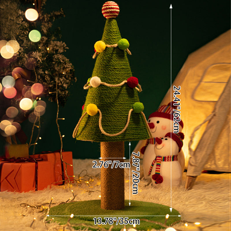 Contemporary Creative Tree-Shaped Medium-Density Fiberboard Velvet Fabric Sisal Multi-Functional Christmas Tree Cat Tree For Living Room