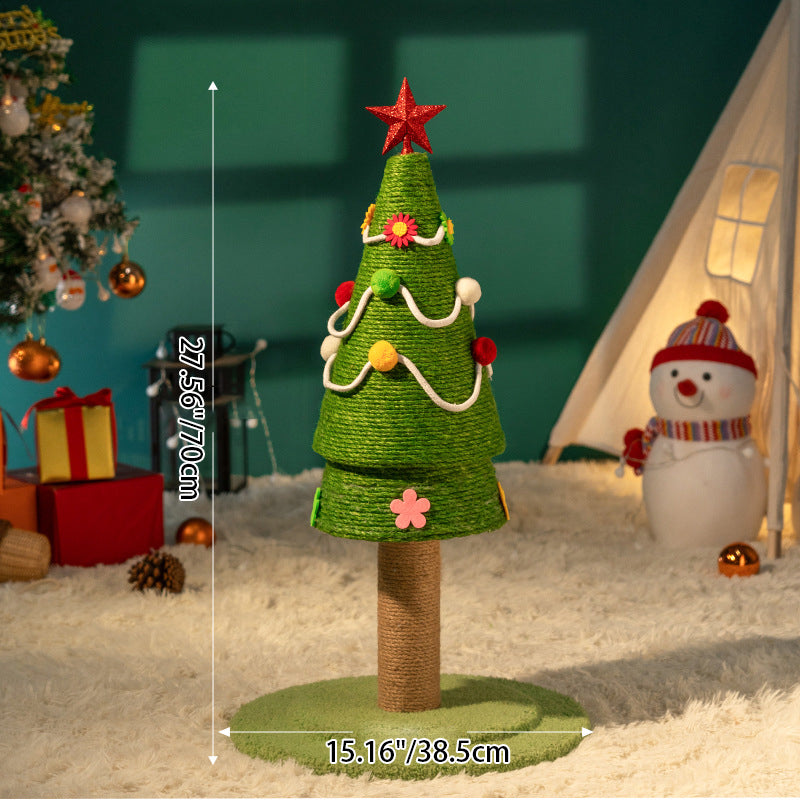 Contemporary Creative Tree-Shaped Medium-Density Fiberboard Velvet Fabric Sisal Multi-Functional Christmas Tree Cat Tree For Living Room