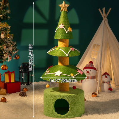 Contemporary Creative Tree-Shaped Medium-Density Fiberboard Velvet Fabric Sisal Multi-Functional Christmas Tree Cat Tree For Living Room