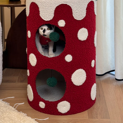 Contemporary Creative Square Cylindrical Medium-Density Fiberboard Velvet Fabric Stainless Steel Christmas Cat Bed For Living Room