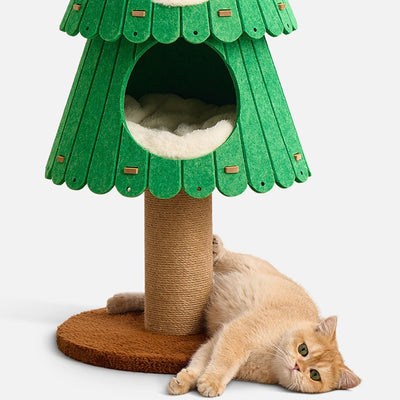 Contemporary Creative Tree-Shaped Medium-Density Fiberboard Felt Velvet Fabric Sisal Christmas Cat Tree For Living Room