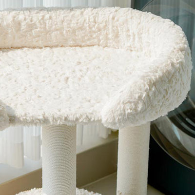 Contemporary Scandinavian Round Medium-Density Fiberboard Velvet Fabric Sisal Multi-Functional Cat Tree For Living Room