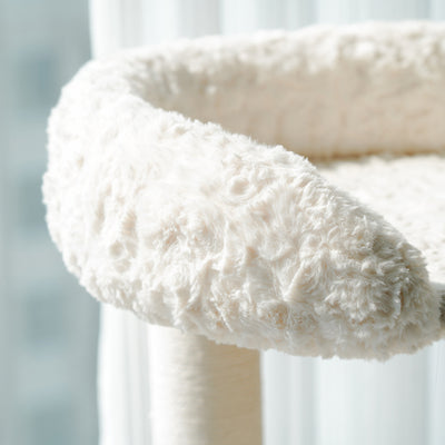 Contemporary Scandinavian Round Medium-Density Fiberboard Velvet Fabric Sisal Multi-Functional Cat Tree For Living Room