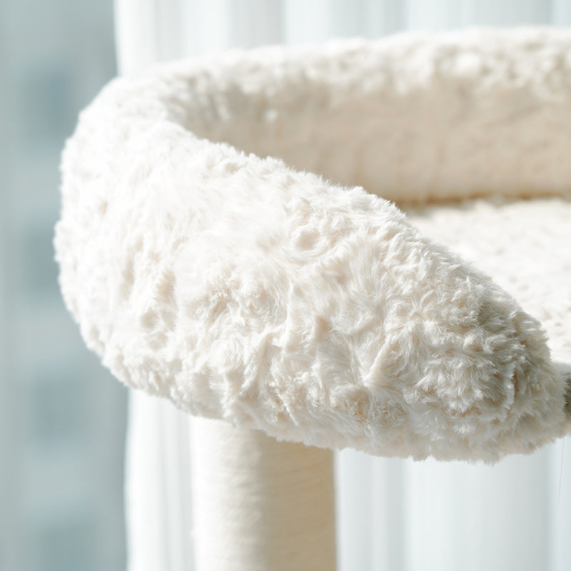 Contemporary Scandinavian Round Medium-Density Fiberboard Velvet Fabric Sisal Multi-Functional Cat Tree For Living Room