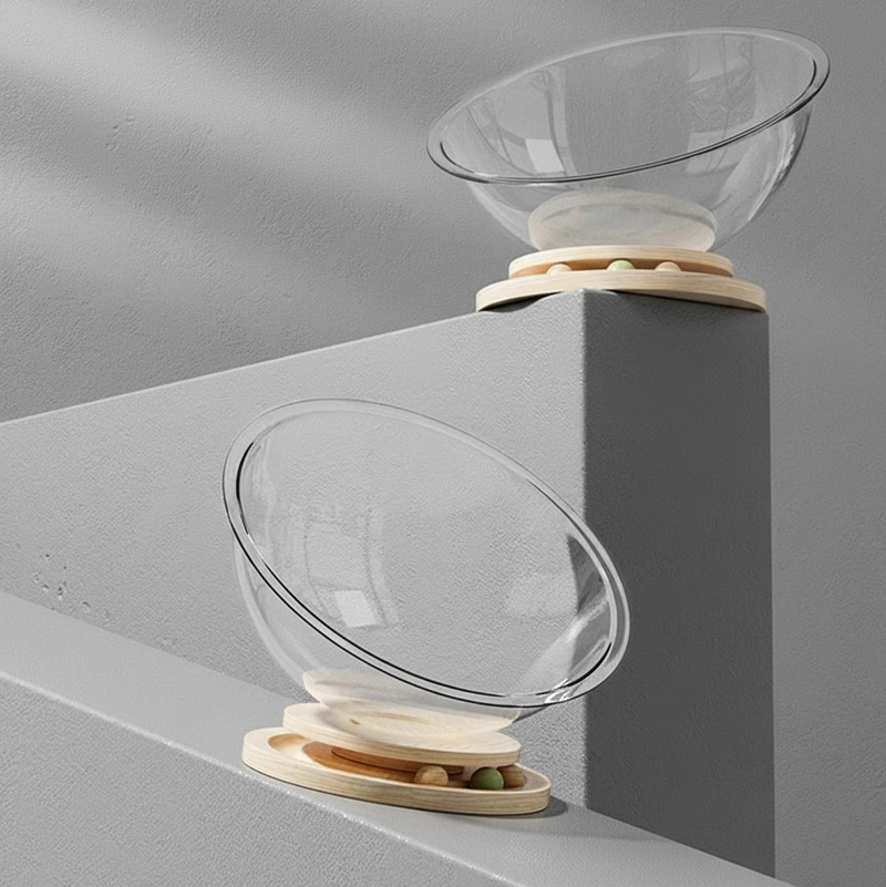 Contemporary Creative Round Pine Wood Board Acrylic Cat Bed For Bedroom