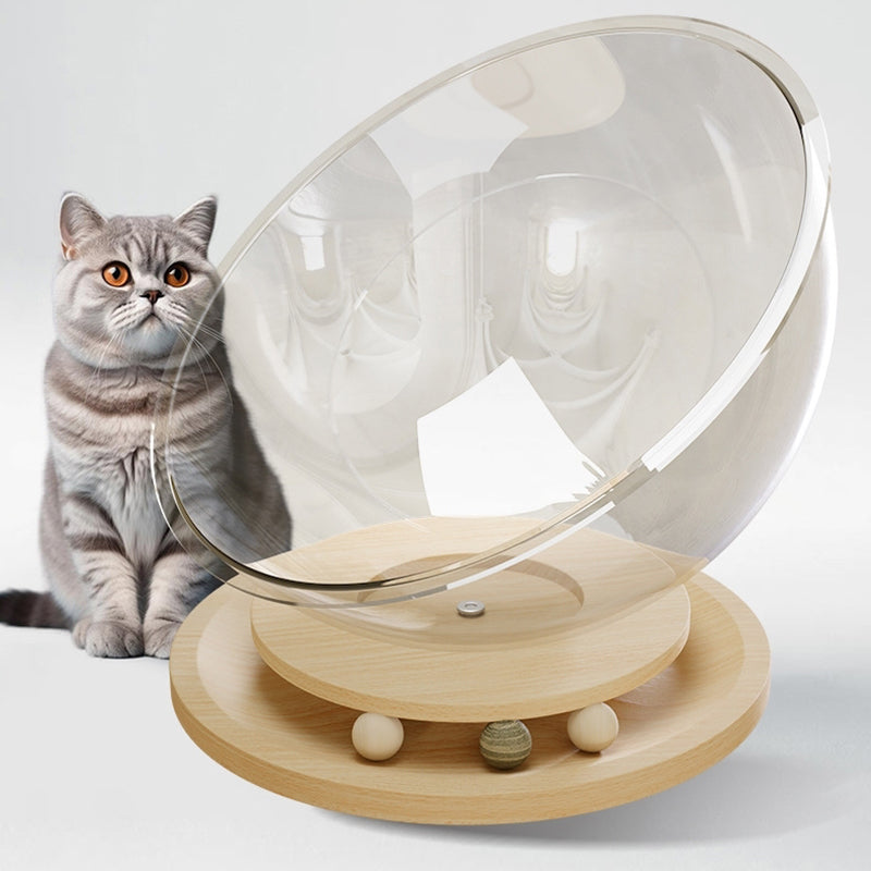 Contemporary Creative Round Pine Wood Board Acrylic Cat Bed For Bedroom