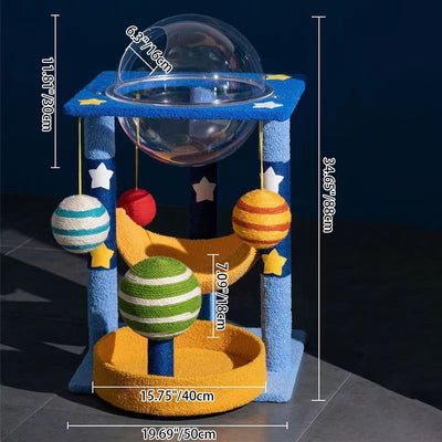 Contemporary Creative Round Medium-Density Fiberboard Velvet Fabric Sisal Multi-Functional Moon-Shaped Cat Tree For Living Room