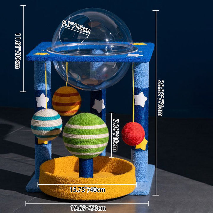 Árbol para gatos contemporáneo y creativo en forma de luna, de fibra de densidad media, tapizado en terciopelo y sisal, multifuncional para sala de estar 