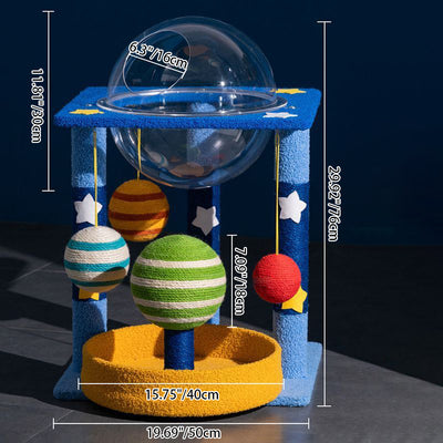 Contemporary Creative Round Medium-Density Fiberboard Velvet Fabric Sisal Multi-Functional Moon-Shaped Cat Tree For Living Room