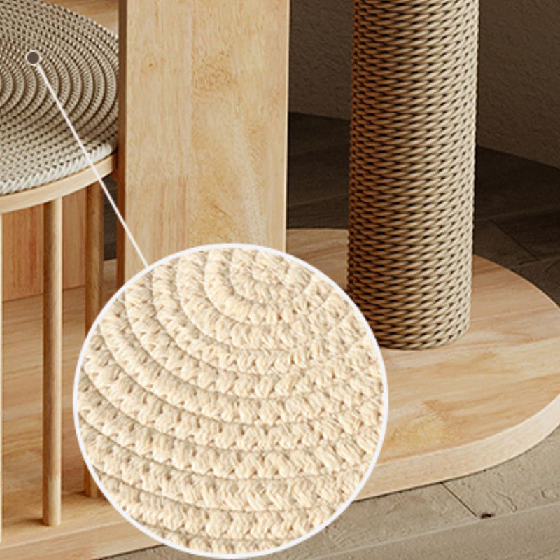 Contemporary Creative Cylindrical Rubberwood Solid Wood Acrylic Sisal Multi-Functional Cat Tree For Living Room