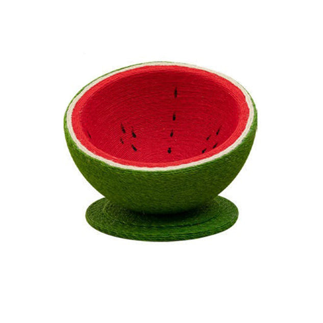 Contemporary Creative Round Watermelon-Shaped Sisal Multi-Functional Cat Bed For Bedroom