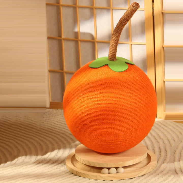 Arbre à chat contemporain créatif en forme d’orange ronde, en sisal, mousse et panneau de fibres à densité moyenne, pour chambre à coucher 