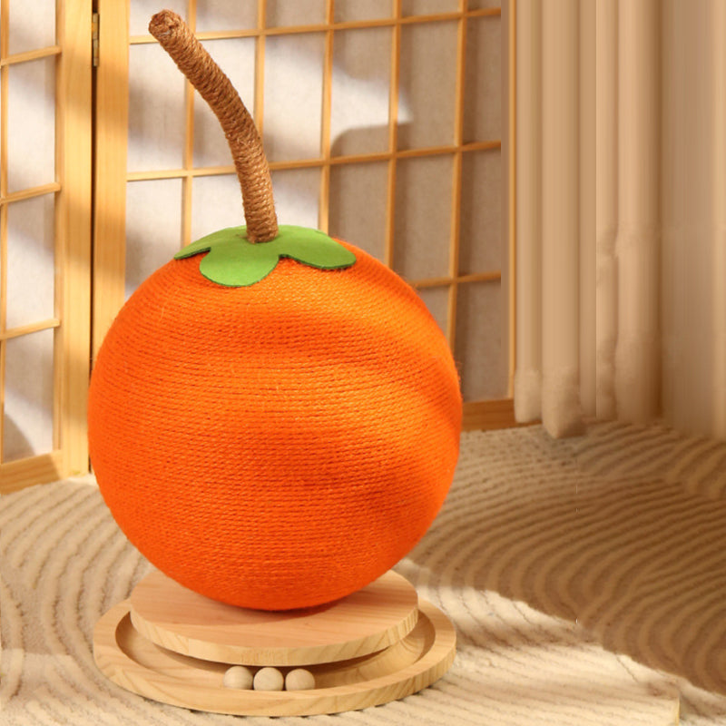 Arbre à chat contemporain créatif en forme d’orange ronde, en sisal, mousse et panneau de fibres à densité moyenne, pour chambre à coucher 
