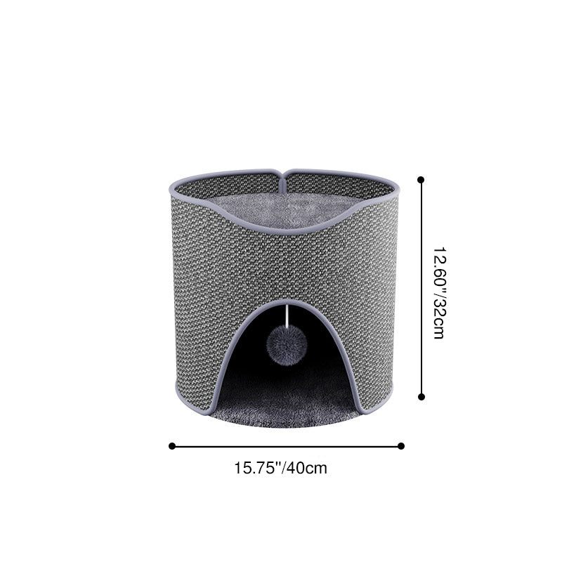 Arbre à chat contemporain créatif en sisal et velours, panneau de fibres à densité moyenne, cylindrique, 1/2 niveau, pour chambre 
