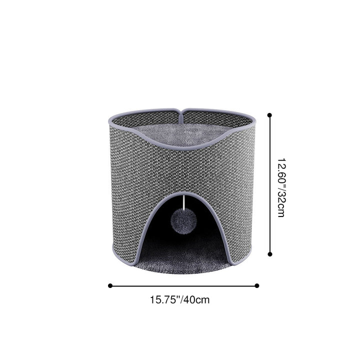 Arbre à chat contemporain créatif en sisal et velours, panneau de fibres à densité moyenne, cylindrique, 1/2 niveau, pour chambre 