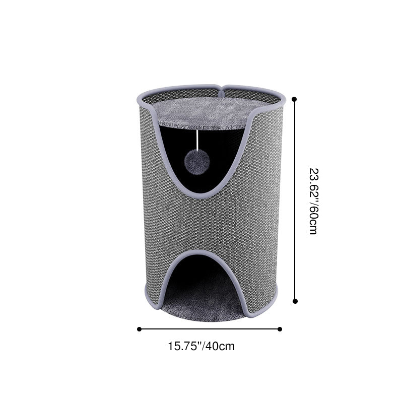 Arbre à chat contemporain créatif en sisal et velours, panneau de fibres à densité moyenne, cylindrique, 1/2 niveau, pour chambre 