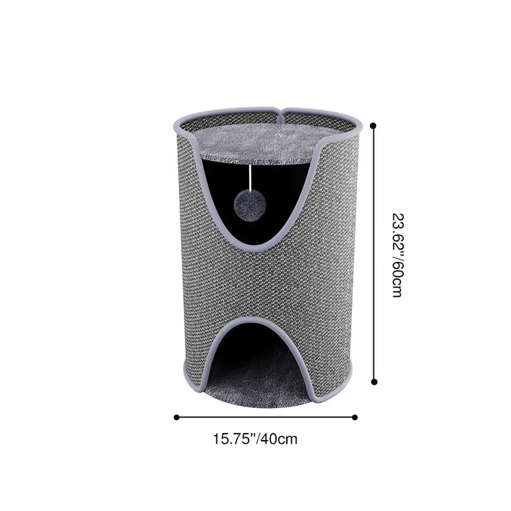 Arbre à chat contemporain créatif en sisal et velours, panneau de fibres à densité moyenne, cylindrique, 1/2 niveau, pour chambre 