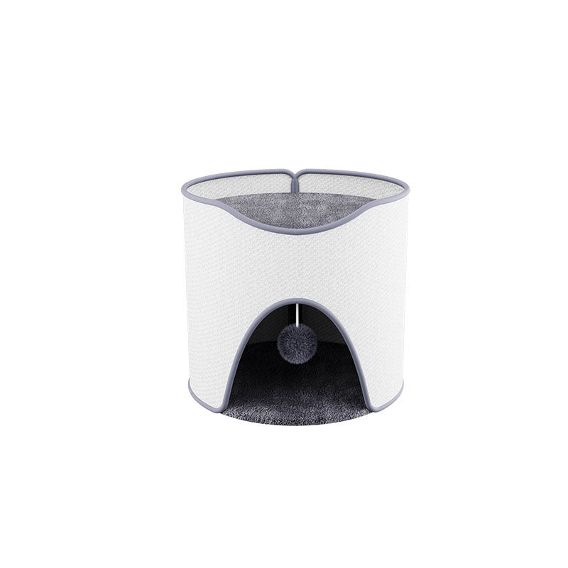 Arbre à chat contemporain créatif en sisal et velours, panneau de fibres à densité moyenne, cylindrique, 1/2 niveau, pour chambre 