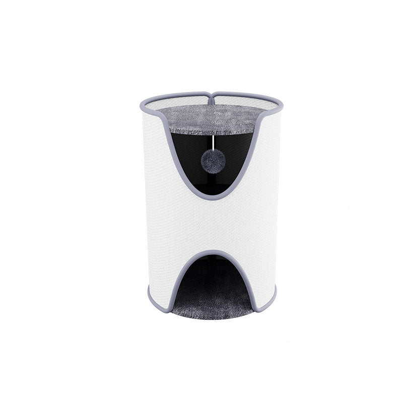 Arbre à chat contemporain créatif en sisal et velours, panneau de fibres à densité moyenne, cylindrique, 1/2 niveau, pour chambre 