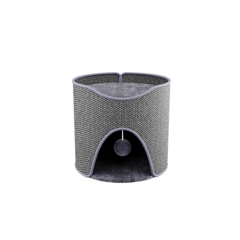 Arbre à chat contemporain créatif en sisal et velours, panneau de fibres à densité moyenne, cylindrique, 1/2 niveau, pour chambre 